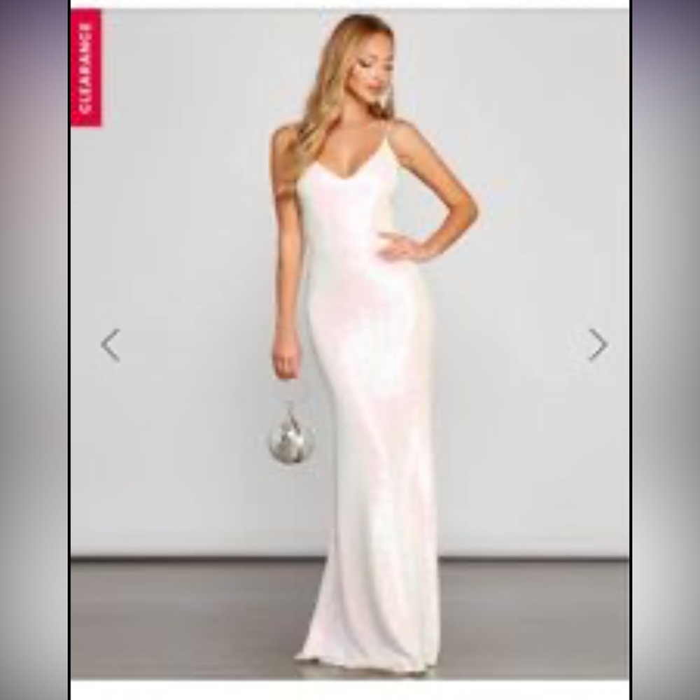 White sequin prom dress